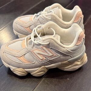 New Balance Kids' Cream and Pink Sneakers